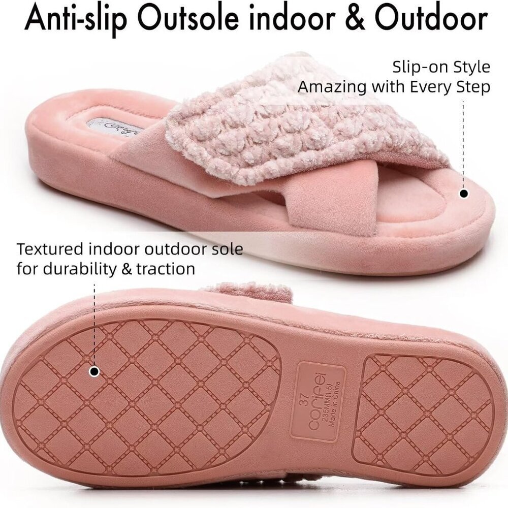 Women's Orthotic Slippers Memory Foam Arch Support Indoor Outdoor House Shoes - Picture 6 of 7
